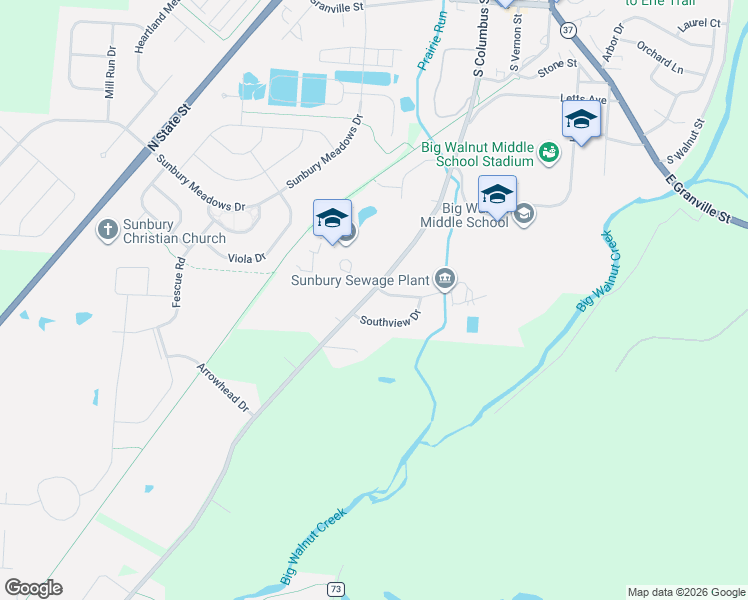 map of restaurants, bars, coffee shops, grocery stores, and more near 18 Southview Drive in Sunbury