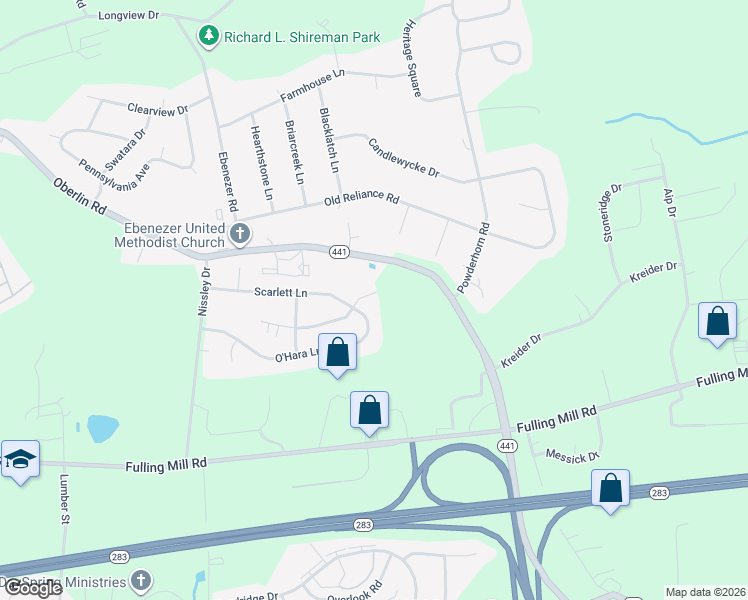 map of restaurants, bars, coffee shops, grocery stores, and more near 1810 O'Hara Lane in Middletown