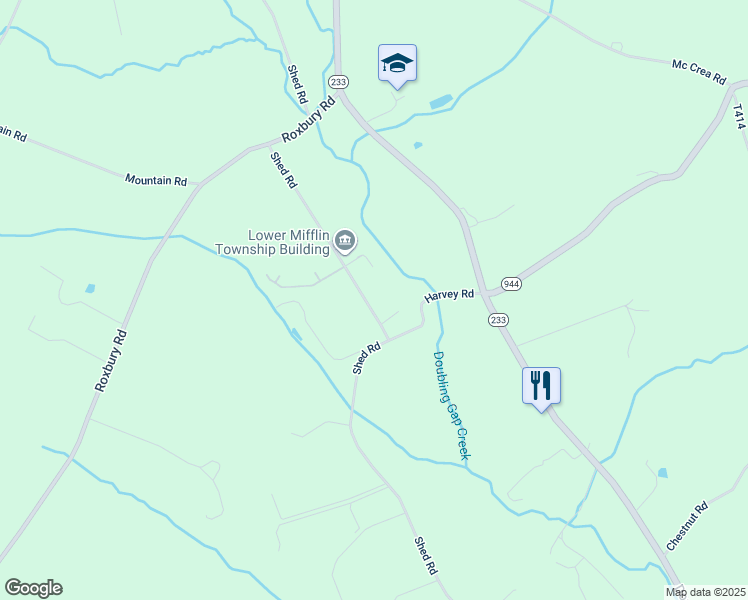 map of restaurants, bars, coffee shops, grocery stores, and more near 511 Shed Road in Newville