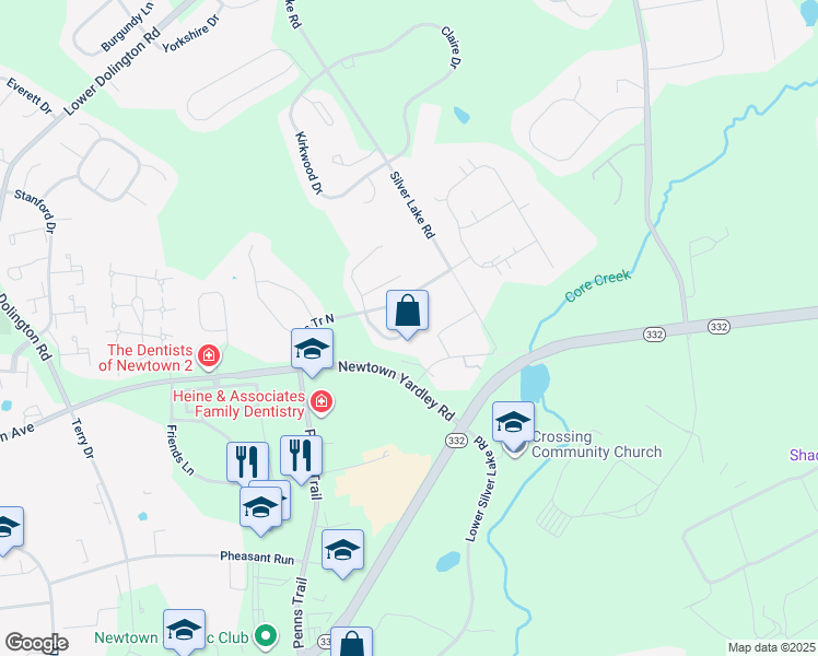 map of restaurants, bars, coffee shops, grocery stores, and more near 10 Hartfeld Road in Newtown