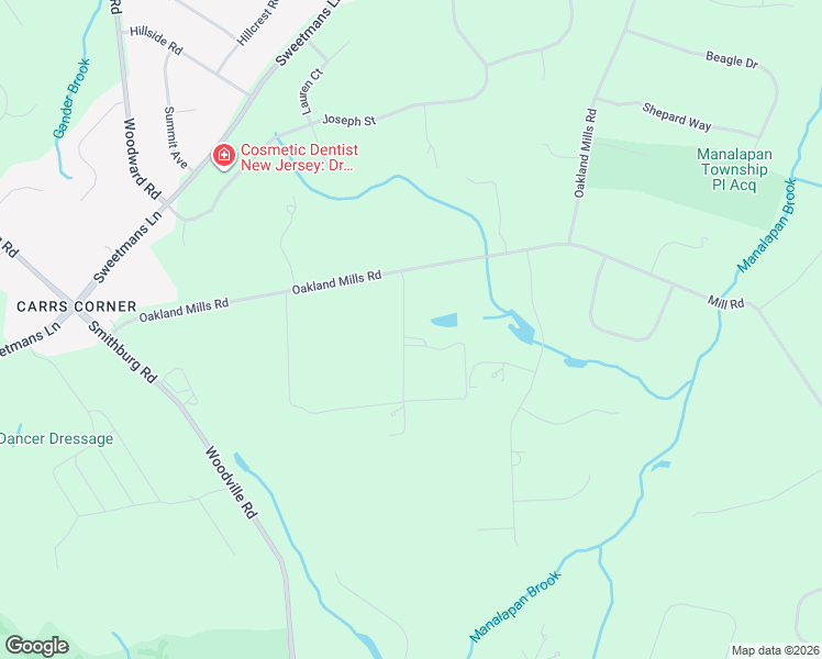 map of restaurants, bars, coffee shops, grocery stores, and more near 139 Oakland Mills Road in Manalapan Township