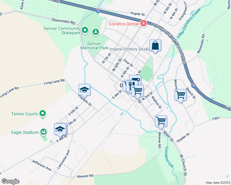 map of restaurants, bars, coffee shops, grocery stores, and more near 110 South 4th Street in Denver