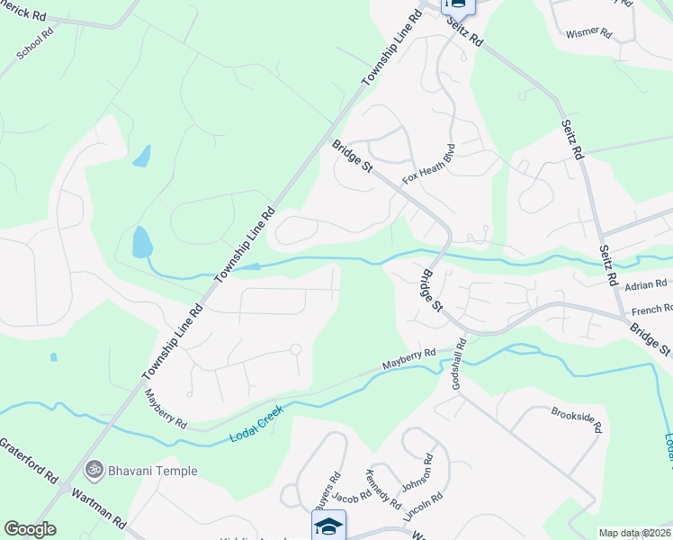 map of restaurants, bars, coffee shops, grocery stores, and more near 201 Roman Drive in Schwenksville