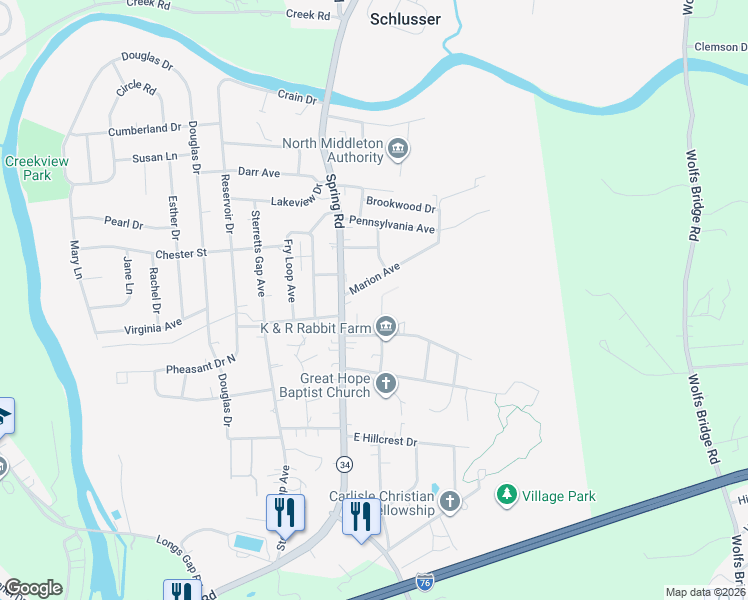 map of restaurants, bars, coffee shops, grocery stores, and more near 200 A Marion Avenue in Carlisle