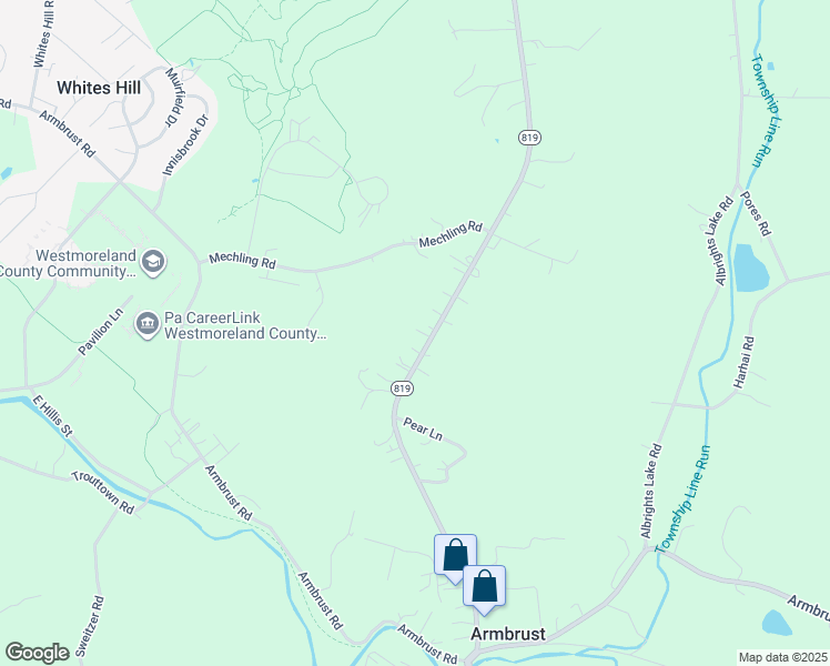map of restaurants, bars, coffee shops, grocery stores, and more near 7999 Pennsylvania 819 in Greensburg