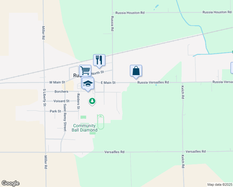 map of restaurants, bars, coffee shops, grocery stores, and more near 205 Elizabeth Drive in Russia