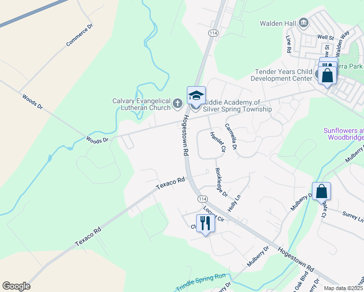 map of restaurants, bars, coffee shops, grocery stores, and more near 522 Hogestown Road in Mechanicsburg