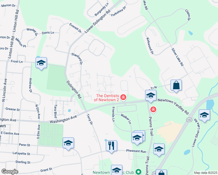 map of restaurants, bars, coffee shops, grocery stores, and more near 8 Colchester Place in Newtown