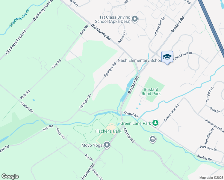 map of restaurants, bars, coffee shops, grocery stores, and more near 2020 Springer Rd in Harleysville