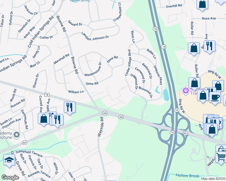 map of restaurants, bars, coffee shops, grocery stores, and more near 7 Centre Street in Ocean Township