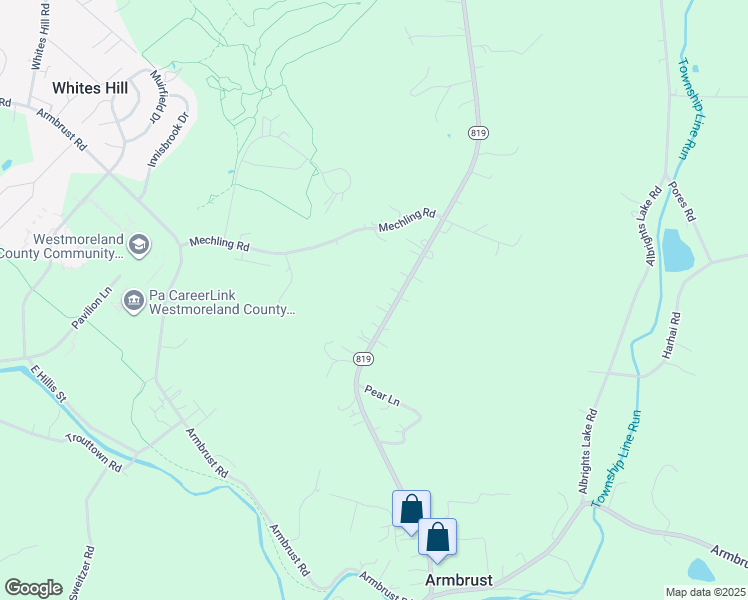 map of restaurants, bars, coffee shops, grocery stores, and more near 7999 Pennsylvania 819 in Greensburg