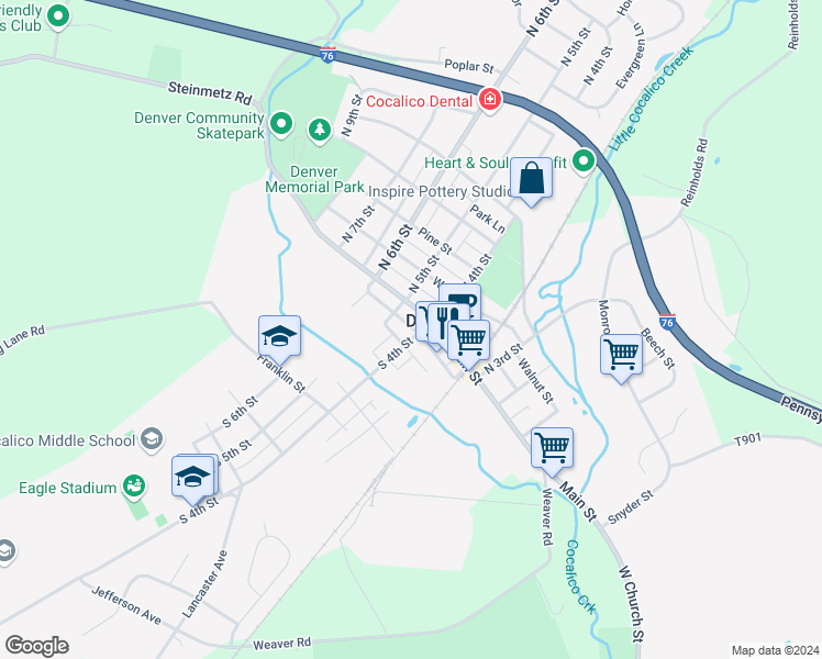 map of restaurants, bars, coffee shops, grocery stores, and more near 22 South 4th Street in Denver