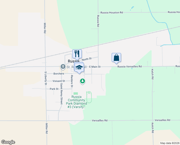 map of restaurants, bars, coffee shops, grocery stores, and more near 100 Highland Avenue in Russia