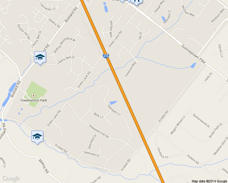 map of restaurants, bars, coffee shops, grocery stores, and more near 1867 Rampart Lane in Lansdale