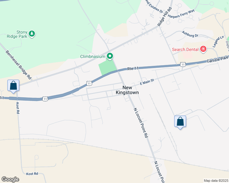 map of restaurants, bars, coffee shops, grocery stores, and more near 33 West Main Street in New Kingstown