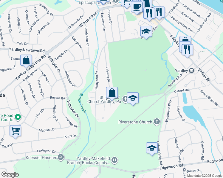 map of restaurants, bars, coffee shops, grocery stores, and more near 46 Fairway Drive in Morrisville
