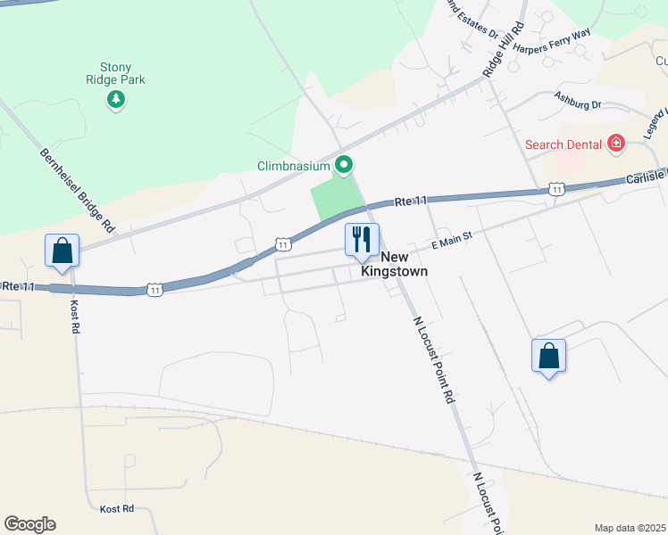 map of restaurants, bars, coffee shops, grocery stores, and more near in New Kingstown