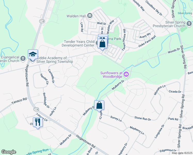 map of restaurants, bars, coffee shops, grocery stores, and more near 30 Stallion Street in Cumberland County