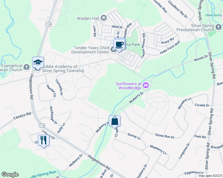 map of restaurants, bars, coffee shops, grocery stores, and more near 30 Stallion Street in Cumberland County