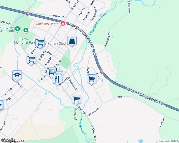 map of restaurants, bars, coffee shops, grocery stores, and more near 163 Monroe Street in Denver
