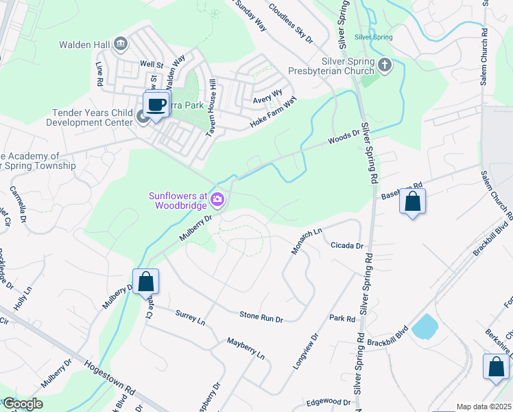 map of restaurants, bars, coffee shops, grocery stores, and more near Willard Way in Cumberland County
