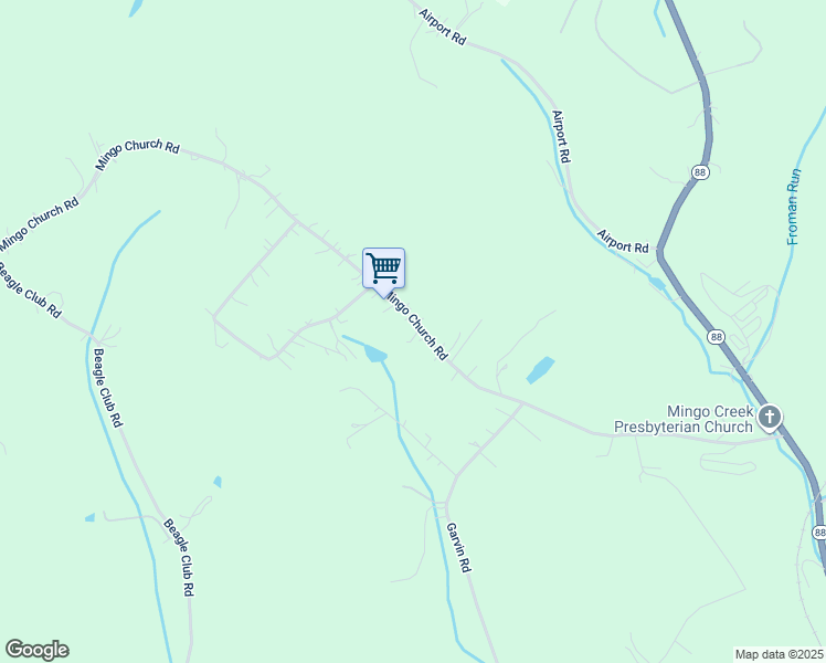 map of restaurants, bars, coffee shops, grocery stores, and more near 386 Mingo Church Road in Finleyville
