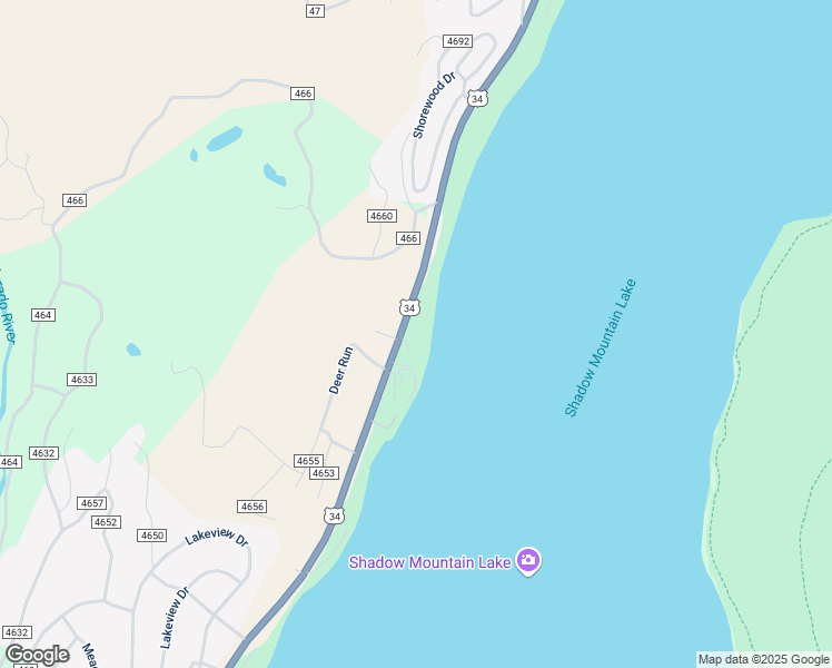 map of restaurants, bars, coffee shops, grocery stores, and more near 13212 U.S. 34 in Grand Lake