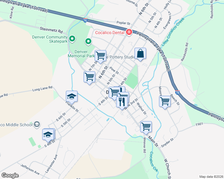 map of restaurants, bars, coffee shops, grocery stores, and more near in Denver