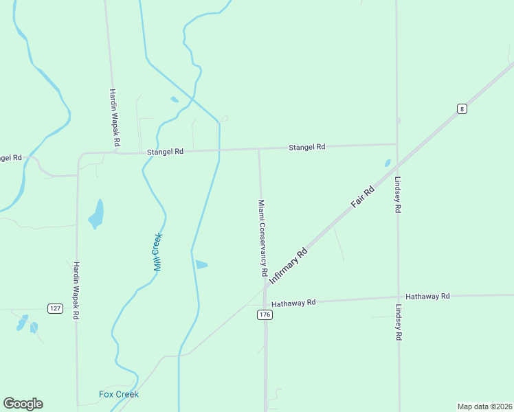 map of restaurants, bars, coffee shops, grocery stores, and more near 2341 Miami Conservancy Road in Sidney