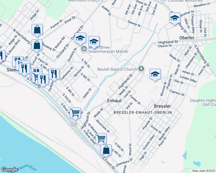 map of restaurants, bars, coffee shops, grocery stores, and more near 545 North Street in Steelton