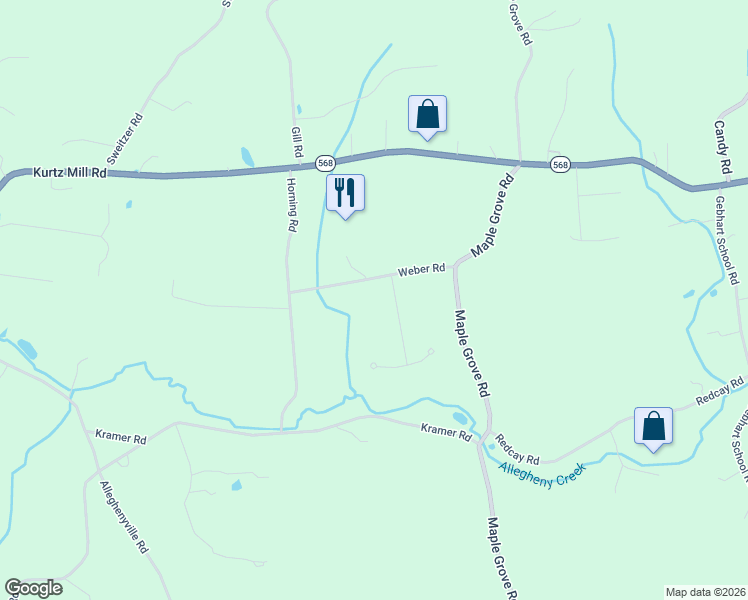map of restaurants, bars, coffee shops, grocery stores, and more near 5038 Weber Rd in Mohnton