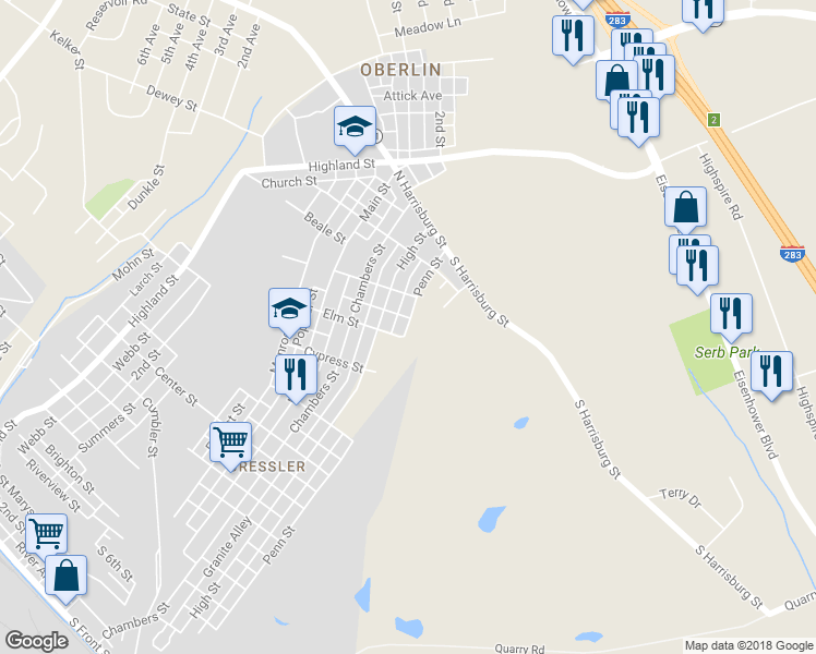 map of restaurants, bars, coffee shops, grocery stores, and more near 904 Penn Street in Harrisburg