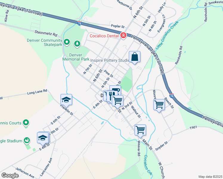 map of restaurants, bars, coffee shops, grocery stores, and more near 404 Walnut Street in Denver