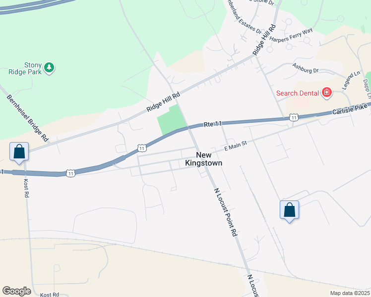 map of restaurants, bars, coffee shops, grocery stores, and more near in New Kingstown