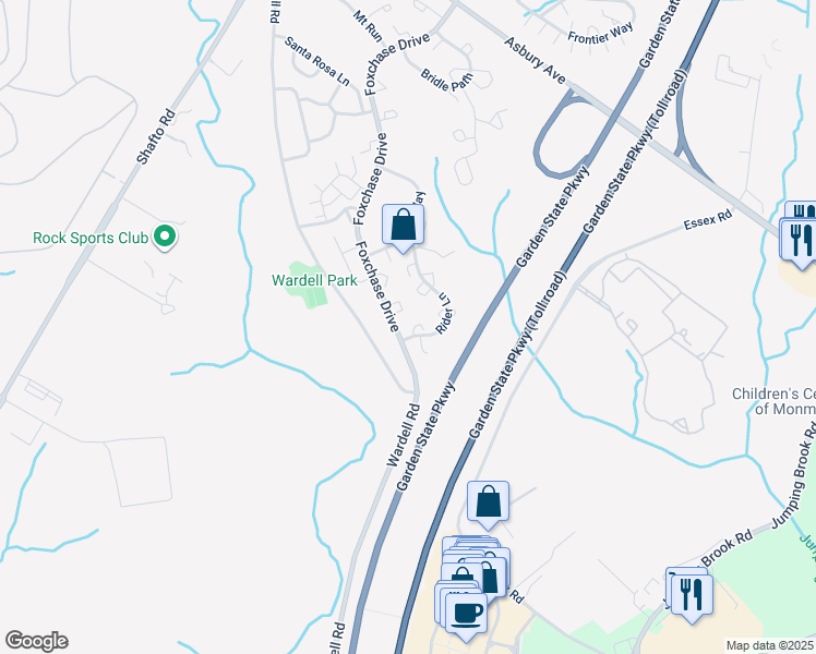 map of restaurants, bars, coffee shops, grocery stores, and more near 1 Woodchuck Court in Tinton Falls