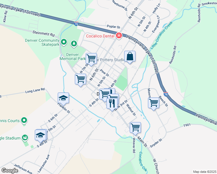 map of restaurants, bars, coffee shops, grocery stores, and more near 404 Walnut Street in Denver