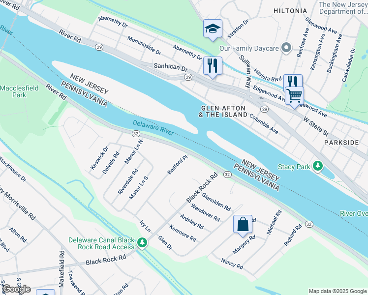 map of restaurants, bars, coffee shops, grocery stores, and more near 795 River Road in Morrisville