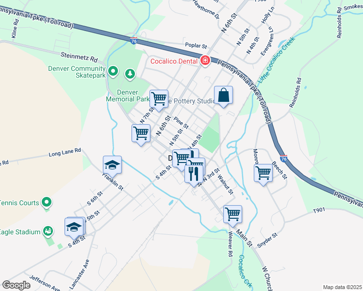 map of restaurants, bars, coffee shops, grocery stores, and more near 422 Walnut Street in Denver
