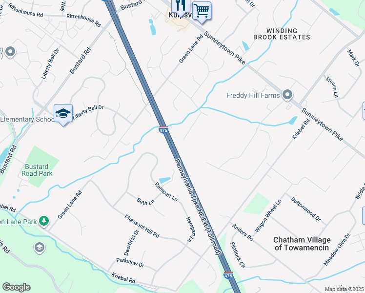 map of restaurants, bars, coffee shops, grocery stores, and more near 1522 Ivywood Way in Lansdale