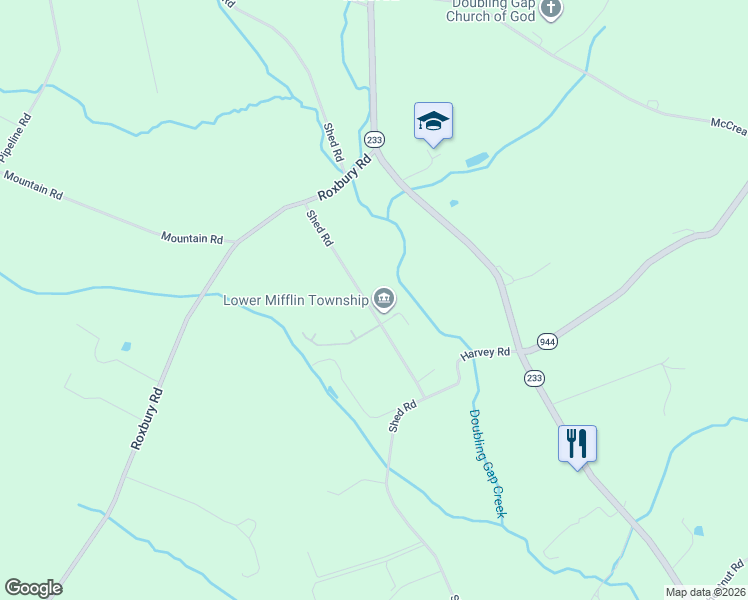 map of restaurants, bars, coffee shops, grocery stores, and more near 539 Shed Road in Newville