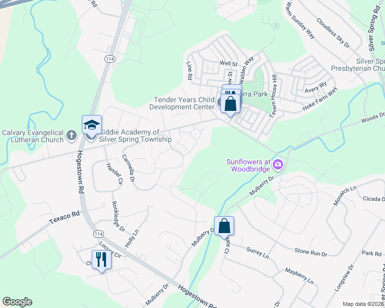 map of restaurants, bars, coffee shops, grocery stores, and more near 1017 Wintergreen Dr in Mechanicsburg
