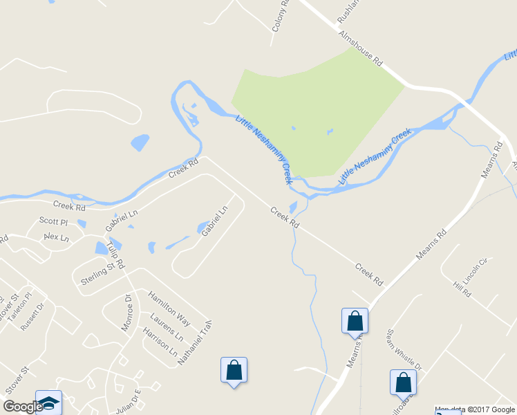 map of restaurants, bars, coffee shops, grocery stores, and more near 752 Creek Road in Warminster