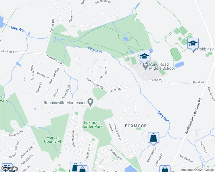 map of restaurants, bars, coffee shops, grocery stores, and more near 8 Chadwick Court in Robbinsville Township
