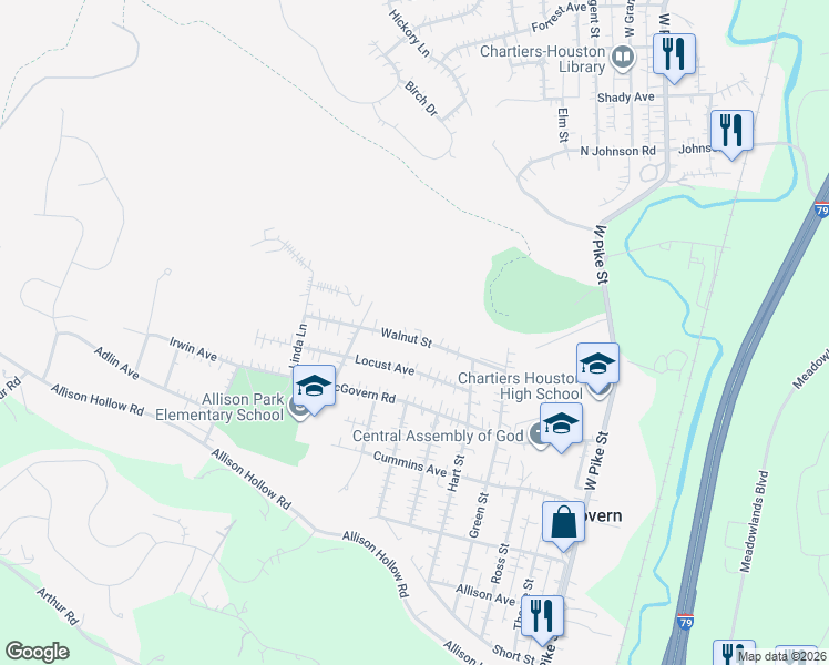 map of restaurants, bars, coffee shops, grocery stores, and more near 240 Walnut Street in Houston