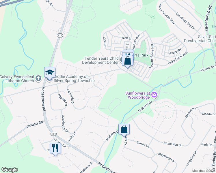 map of restaurants, bars, coffee shops, grocery stores, and more near 1017 Wintergreen Dr in Mechanicsburg