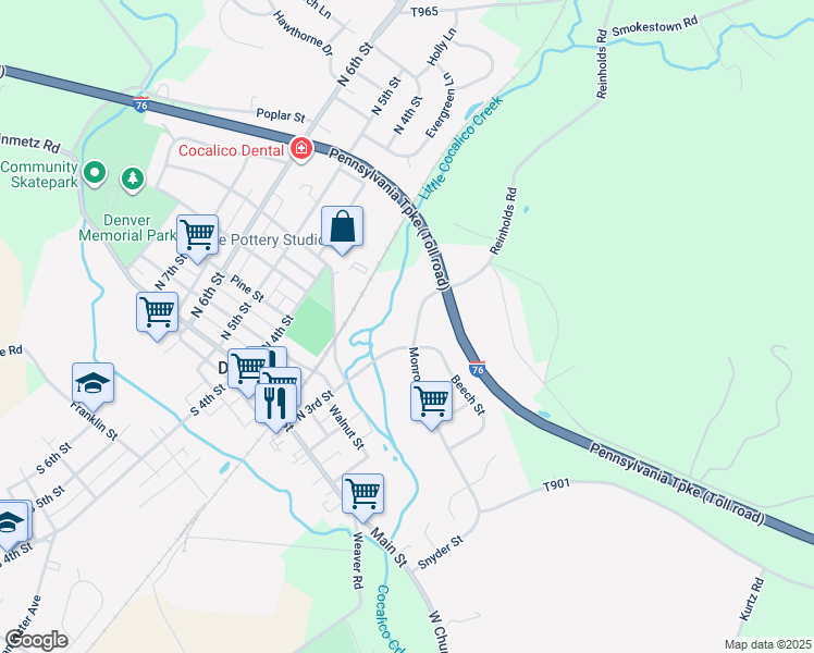 map of restaurants, bars, coffee shops, grocery stores, and more near 332 Monroe St in Denver
