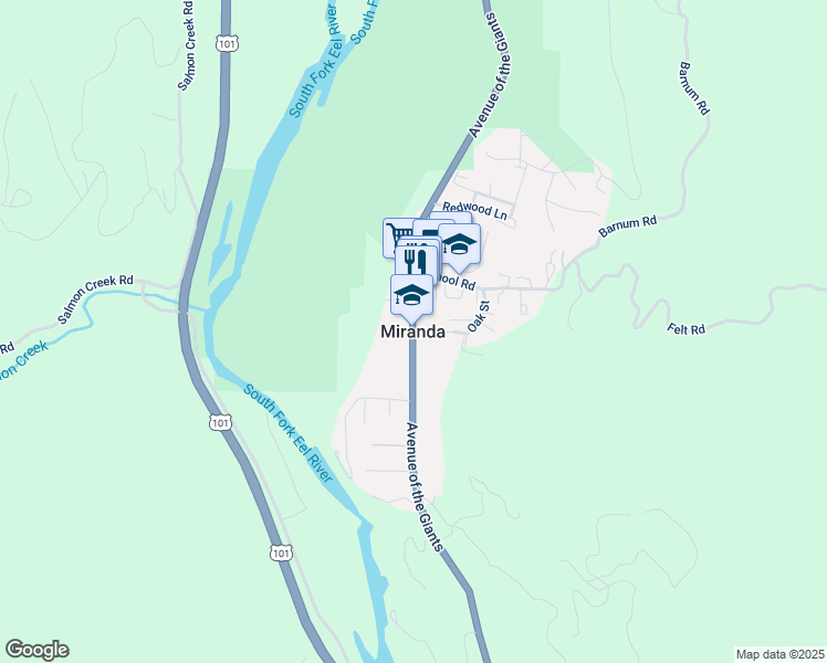 map of restaurants, bars, coffee shops, grocery stores, and more near in Miranda