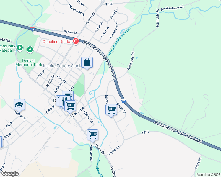 map of restaurants, bars, coffee shops, grocery stores, and more near 337 Monroe Street in Denver
