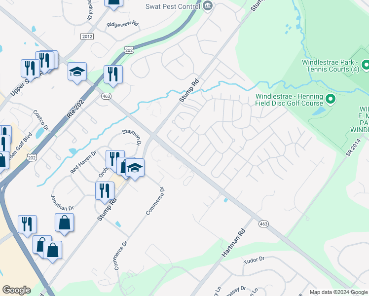 map of restaurants, bars, coffee shops, grocery stores, and more near 2021 Highland Court in North Wales