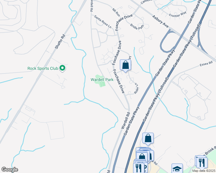 map of restaurants, bars, coffee shops, grocery stores, and more near 250 Wardell Rd in Tinton Falls